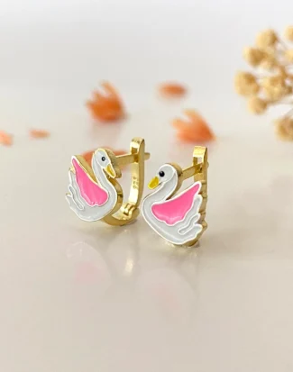 children's earring, kuğu küpe, çocuk küpesi