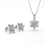 silver necklace earring set, gümüş kolye küpe set, lotus çiçeği set