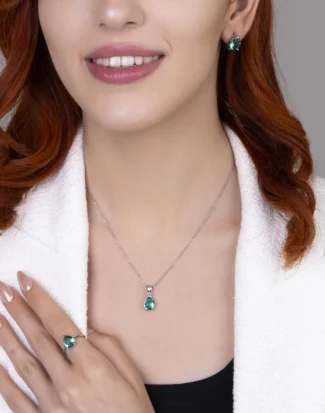 silver jewelry set, gümüş takı seti, damla taşlı set