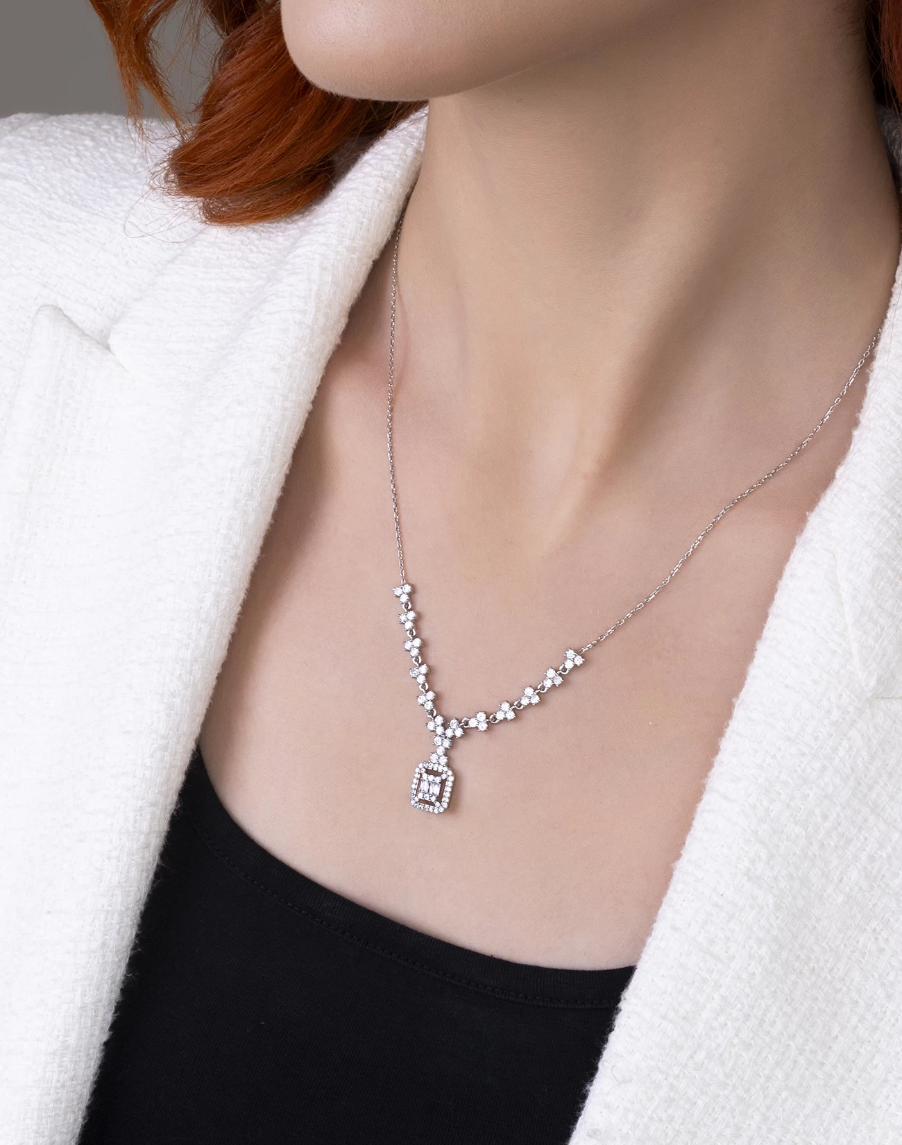 Brsl0077-1 Silver Necklaces, Gümüş Kolye, baget kolye