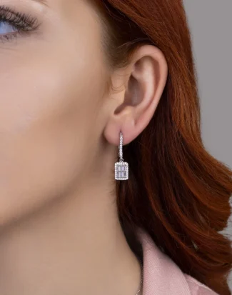 silver earring, gümüş küpe, baget taş küpe