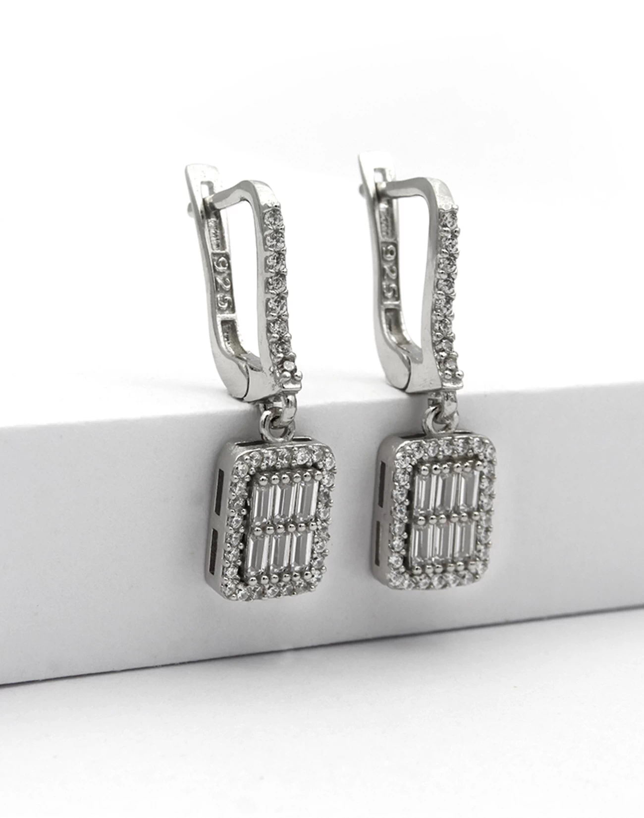 Brsl0081-kp silver earring, gümüş küpe, baget taş küpe