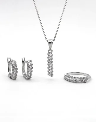 silver jewelry set, gümüş takı seti, baget sıra taşlı set