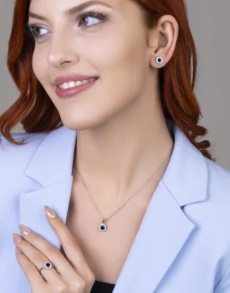 silver jewelry set, gümüş takı seti, safir taşlı set