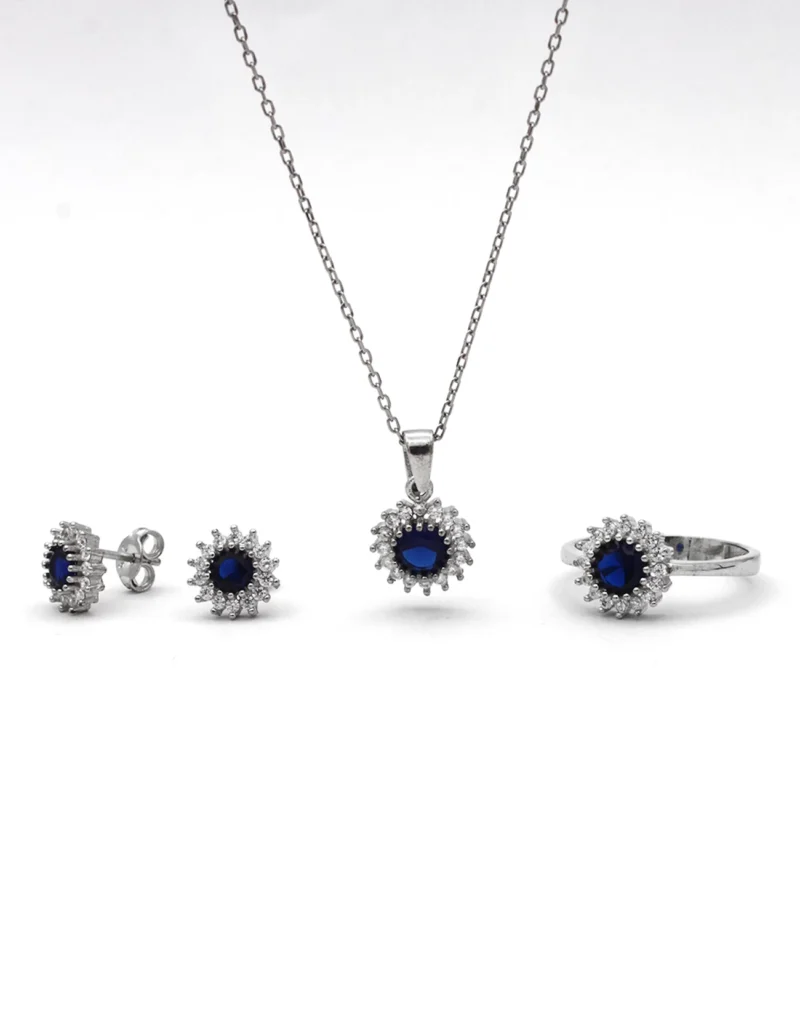 silver jewelry set, gümüş takı seti, safir taşlı set