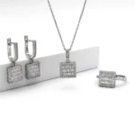 silver jewelry set, gümüş takı seti, baget taşlı set