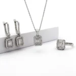 silver jewelry set, gümüş takı seti, baget taşlı set