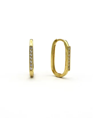 Modern Gümüş Elips Halka Küpe