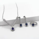 silver jewelry set, gümüş takı seti, damla safir set