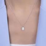 Baget Tek Taşlı Gümüş Kolye