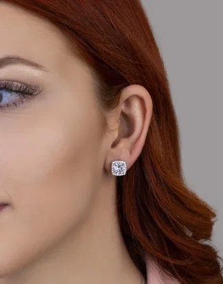 Pırlanta Design Tek Taş Çivili Gümüş Küpe