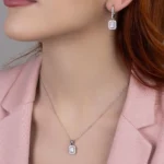 silver jewelry set, gümüş takı seti, baget kolye küpe kombin