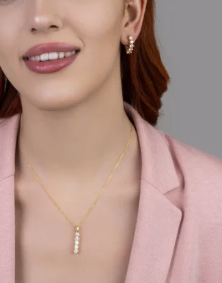 silver jewelry set, gümüş takı seti, beş taşlı kolye küpe