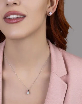 silver jewelry set, gümüş takı seti, tek taş kolye küpe