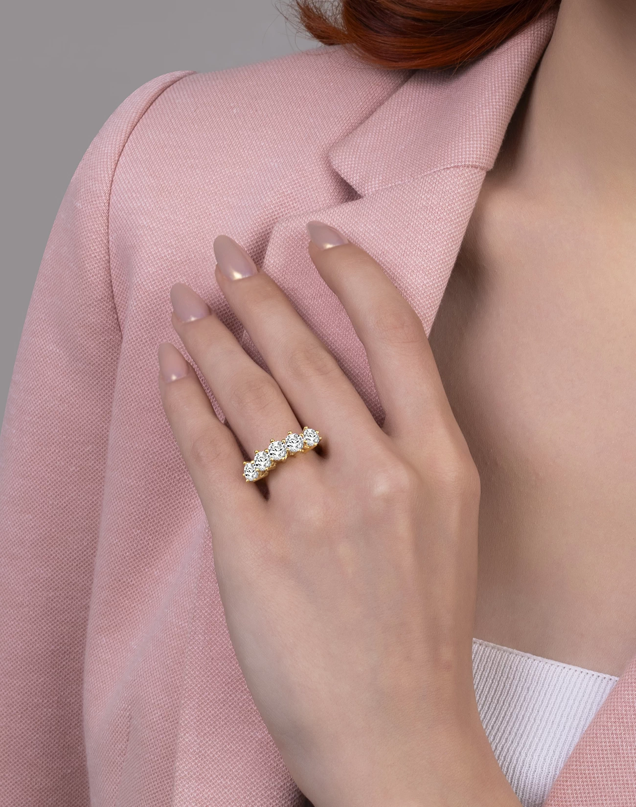 Beş Taş Gümüş Yüzük - Brsl0062-yz-2 Gümüş Yüzük