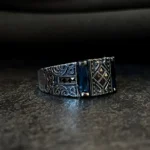 Safir Baget Taşlı Modern Tasarım Gümüş Erkek Yüzüğü