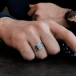 Safir Baget Taşlı Modern Tasarım Gümüş Erkek Yüzüğü