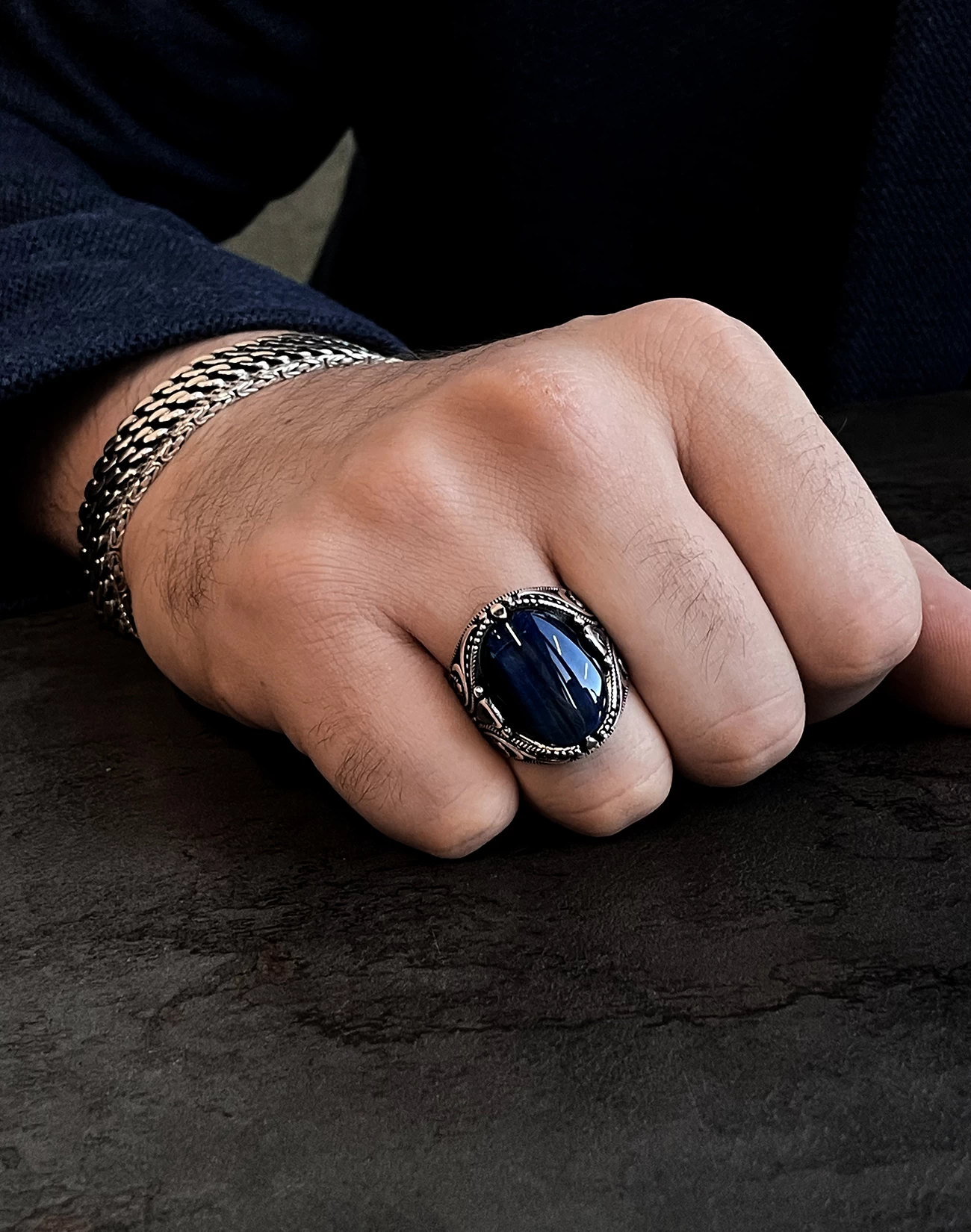 Gümüş Erkek Yüzüğü - Brsl0477-3 Gümüş Erkek Yüzüğü