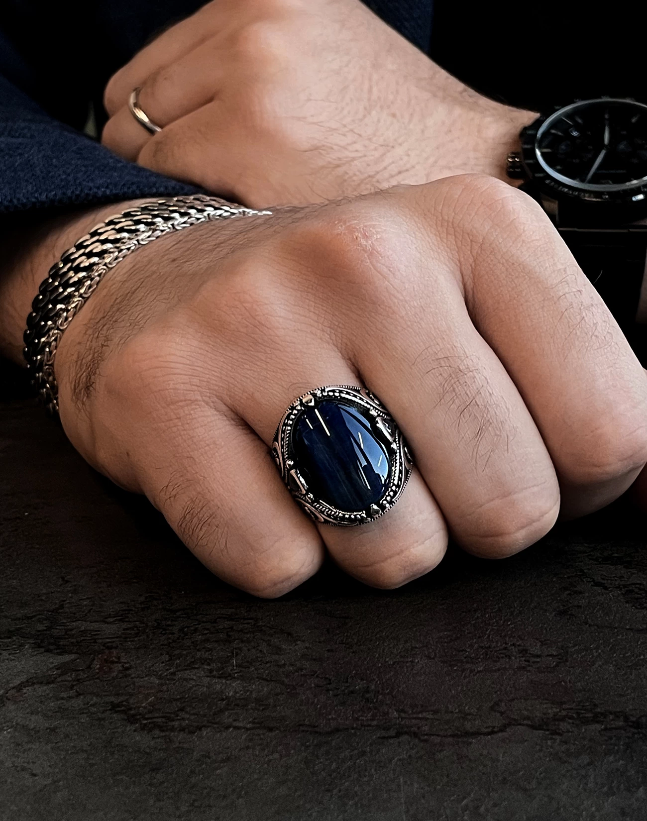 Gümüş Erkek Yüzüğü - Brsl0477-4 Gümüş Erkek Yüzüğü