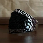 Grek Desenli 925 Ayar Gümüş Erkek Yüzüğü
